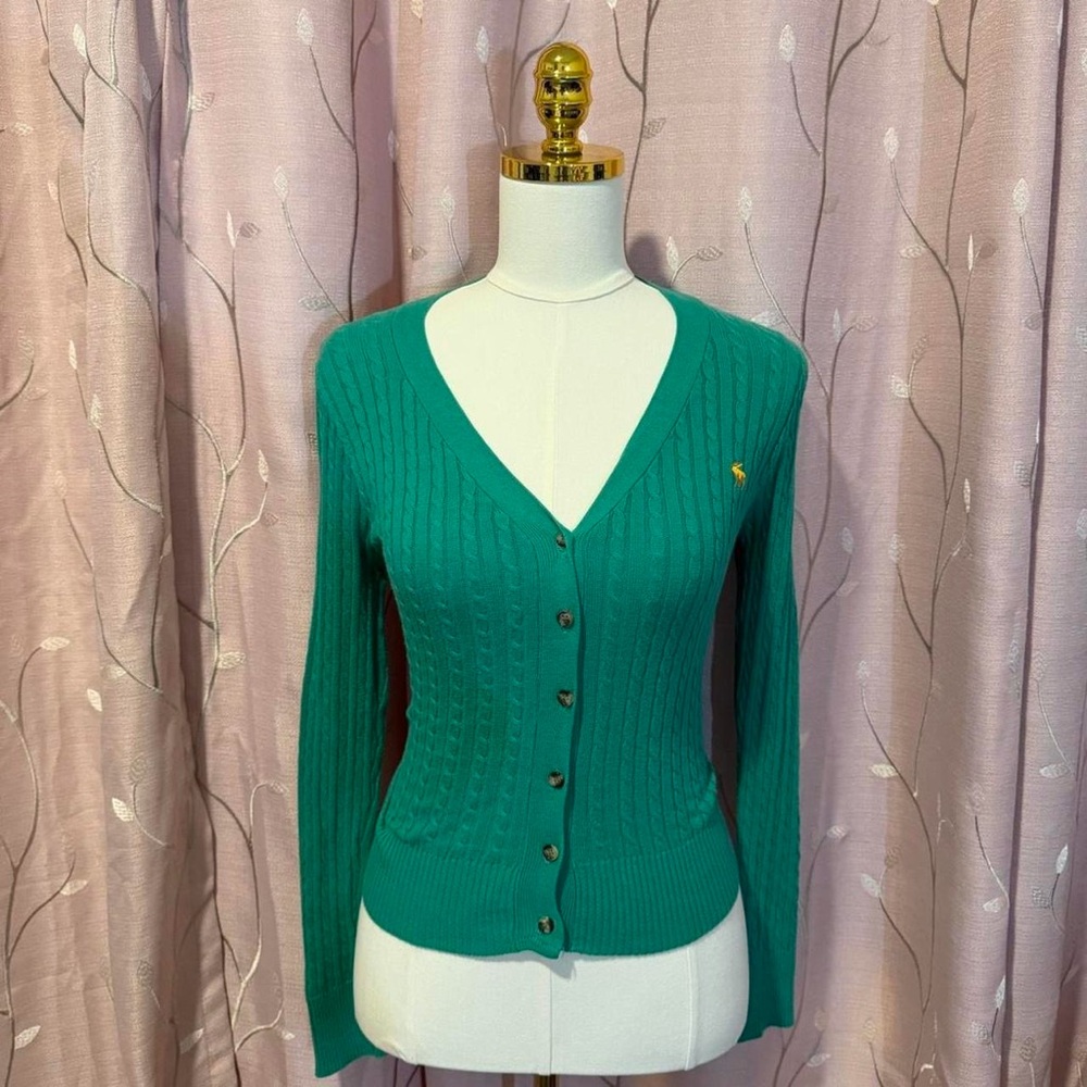 vintage green abercrombie & fitch knit cardigan